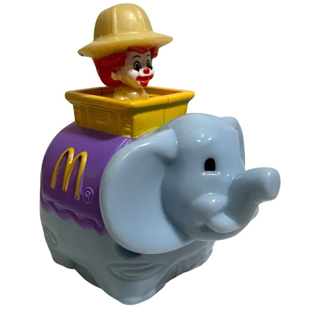 McDonalds Blue Elephant Toy With Baby Ronald In Safari Hat 2013